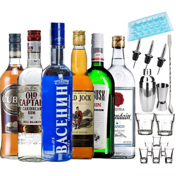 洋酒套装六大基酒DIY鸡尾酒套餐龙舌兰/伏特加/威士忌/白兰地/卢布斯基金酒/朗姆酒组合	