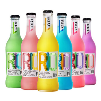 锐澳（RIO）洋酒预调鸡尾酒果酒混合装275ml经典瓶伏特加275ml*6组合装（6种口味各1）	